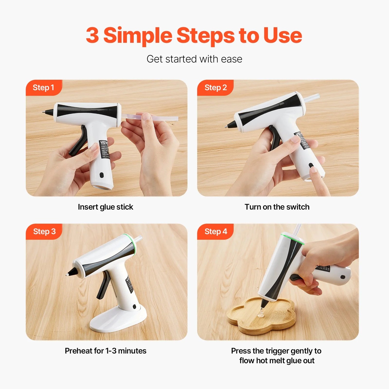 Cordless Hot Glue Gun Hot Melt Glue Gun with 20Pcs Sticks Rechargeable Battery