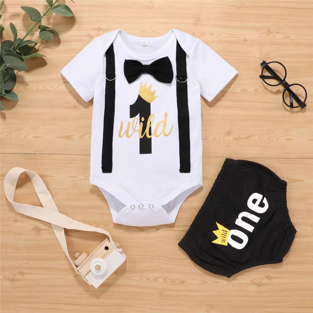 ZAFILLE My First Birthday Boys Outfits for Baby Summer Newborn Clothes Baby Boy Sets Party Cake Smash Outfits for Kids Boy Suits