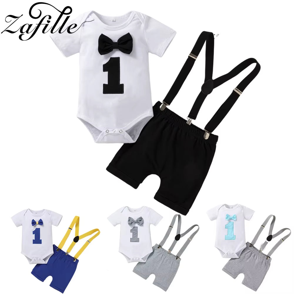 ZAFILLE My First Birthday Boys Outfits for Baby Summer Newborn Clothes Baby Boy Sets Party Cake Smash Outfits for Kids Boy Suits