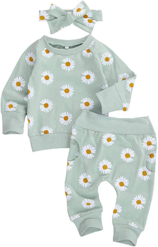 Newborn Infant Baby Girl Clothes Set Sweatshirts Tops Pants Toddler Girl Outfits Gifts 3 6 9 12 18 24 Months