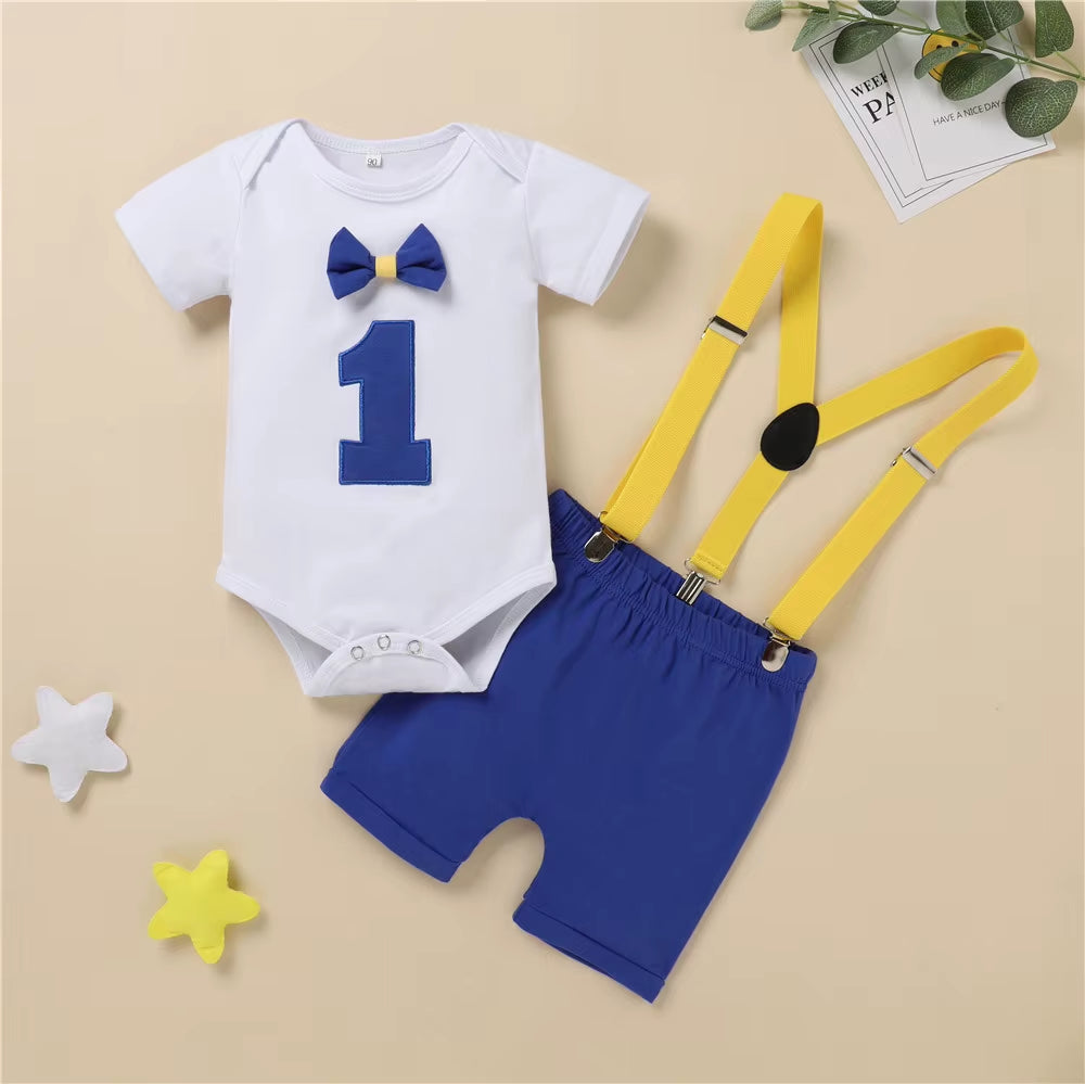 ZAFILLE My First Birthday Boys Outfits for Baby Summer Newborn Clothes Baby Boy Sets Party Cake Smash Outfits for Kids Boy Suits