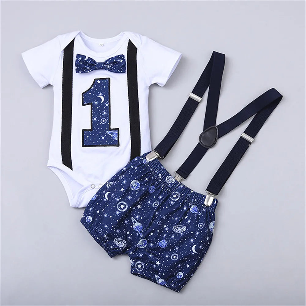 ZAFILLE My First Birthday Boys Outfits for Baby Summer Newborn Clothes Baby Boy Sets Party Cake Smash Outfits for Kids Boy Suits