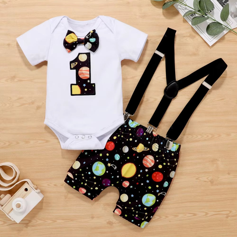 ZAFILLE My First Birthday Boys Outfits for Baby Summer Newborn Clothes Baby Boy Sets Party Cake Smash Outfits for Kids Boy Suits