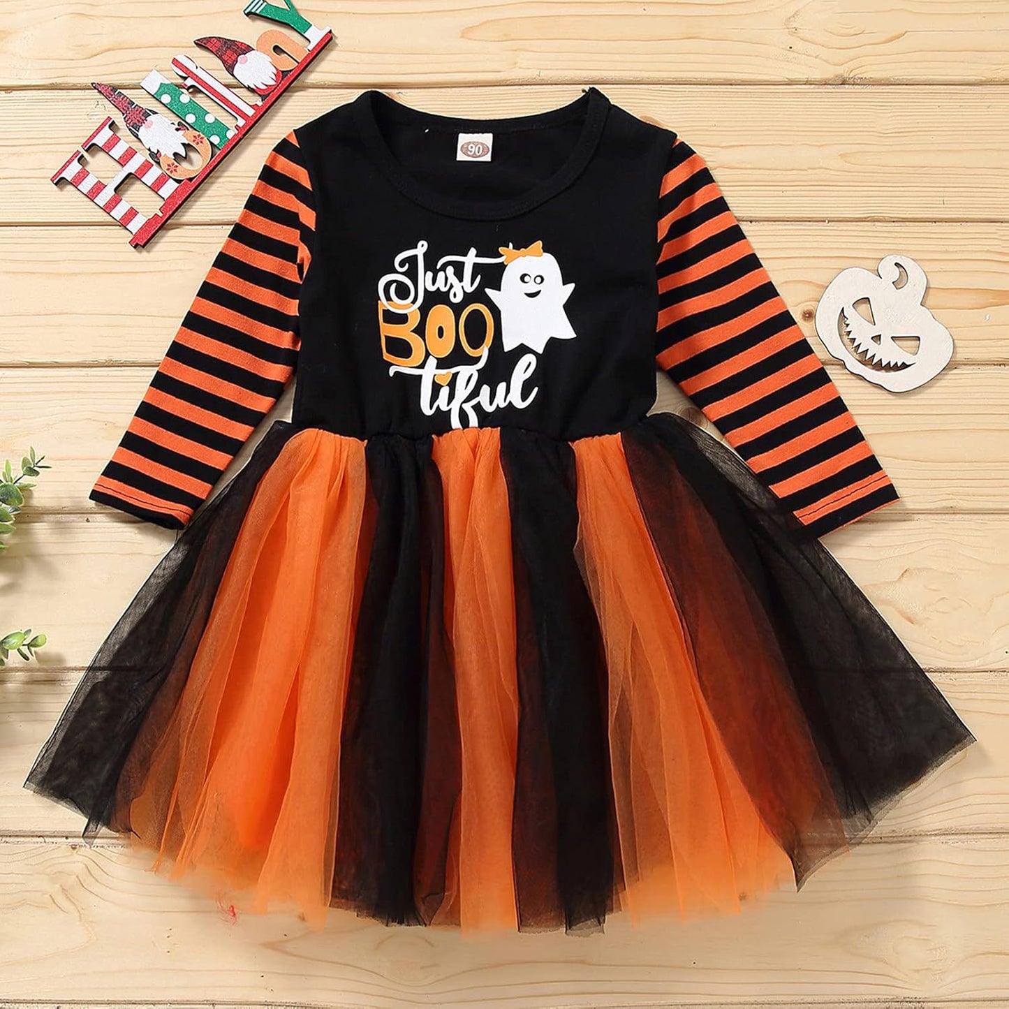 Toddler Baby Kids Girls Halloween Print Patchwork Tulle Princess Dress Clothes,Toddler Girl Fall Dress 18-24M Black