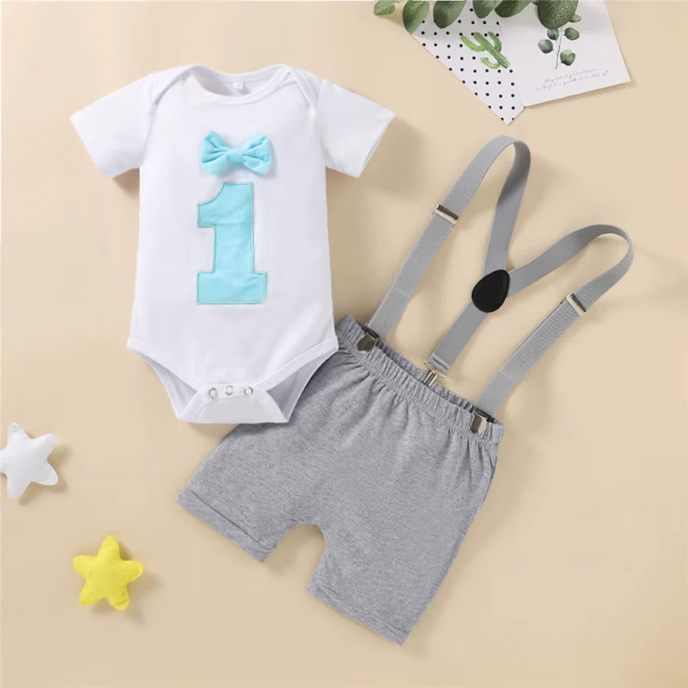 ZAFILLE My First Birthday Boys Outfits for Baby Summer Newborn Clothes Baby Boy Sets Party Cake Smash Outfits for Kids Boy Suits