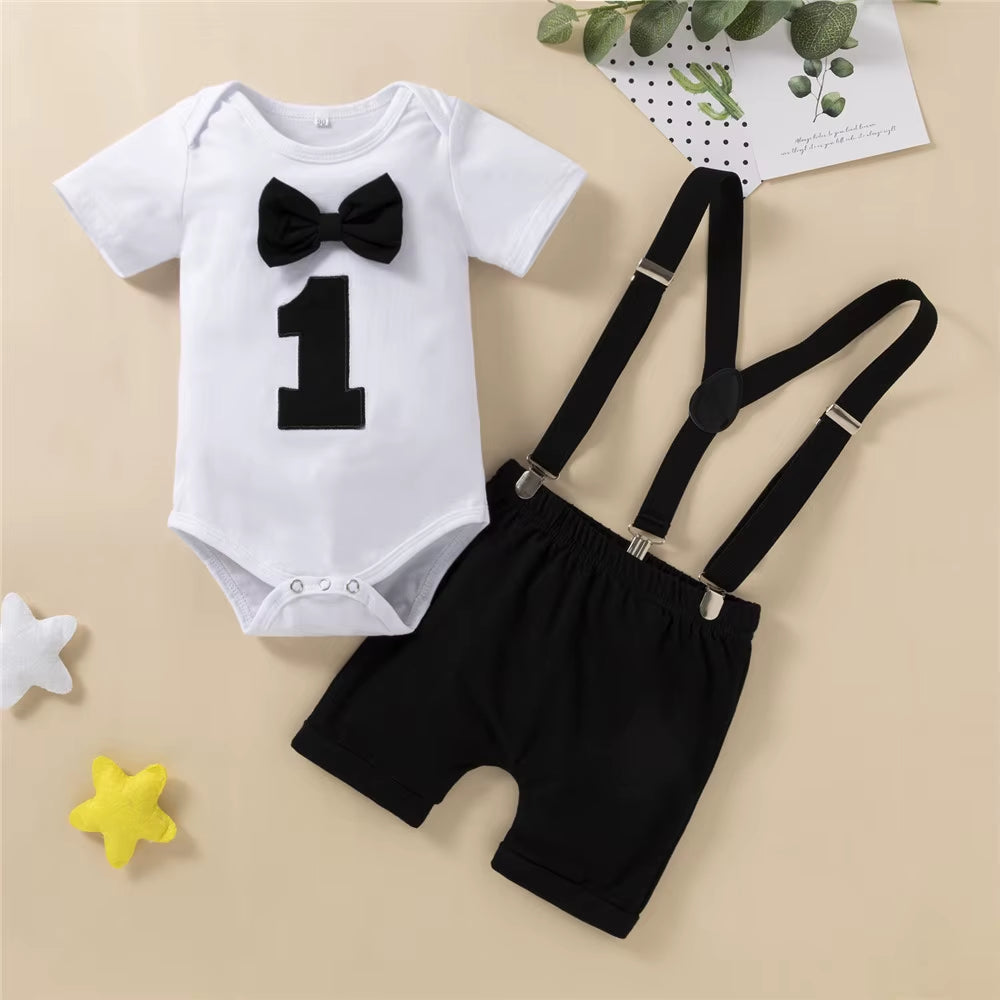 ZAFILLE My First Birthday Boys Outfits for Baby Summer Newborn Clothes Baby Boy Sets Party Cake Smash Outfits for Kids Boy Suits