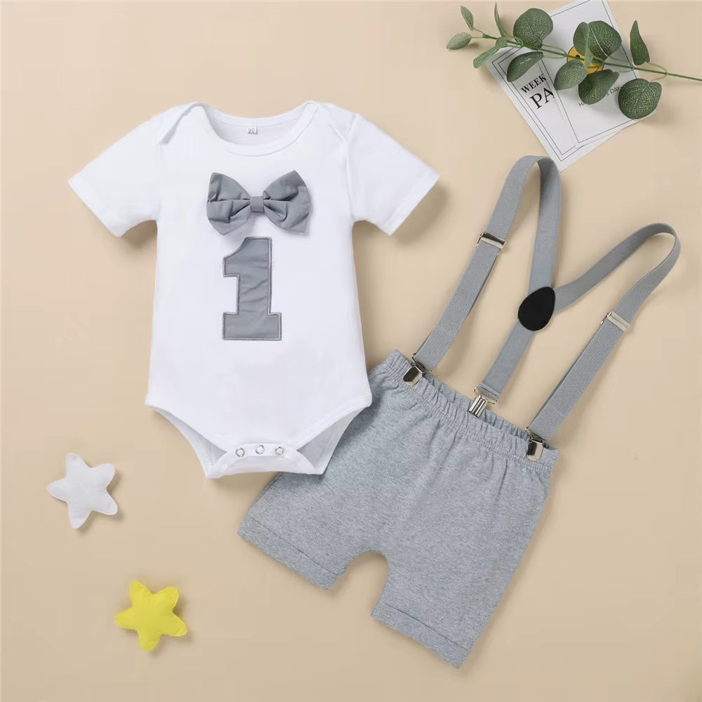 ZAFILLE My First Birthday Boys Outfits for Baby Summer Newborn Clothes Baby Boy Sets Party Cake Smash Outfits for Kids Boy Suits