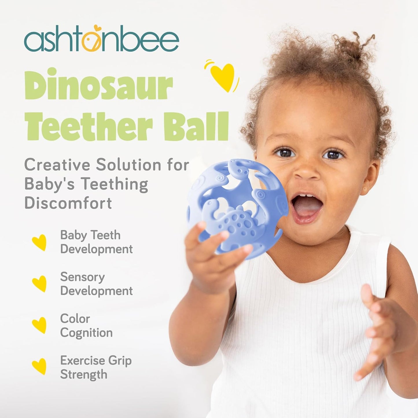 Dinosaur Baby Teething Toys, Textured Sensory Toys for Babies, Lightweight Soft Baby Sensory Toys, Bpa-Free Silicone Infant Teething Toys, 0-18 Months, Teething Baby, Easy to Clean - Blueberry Blue