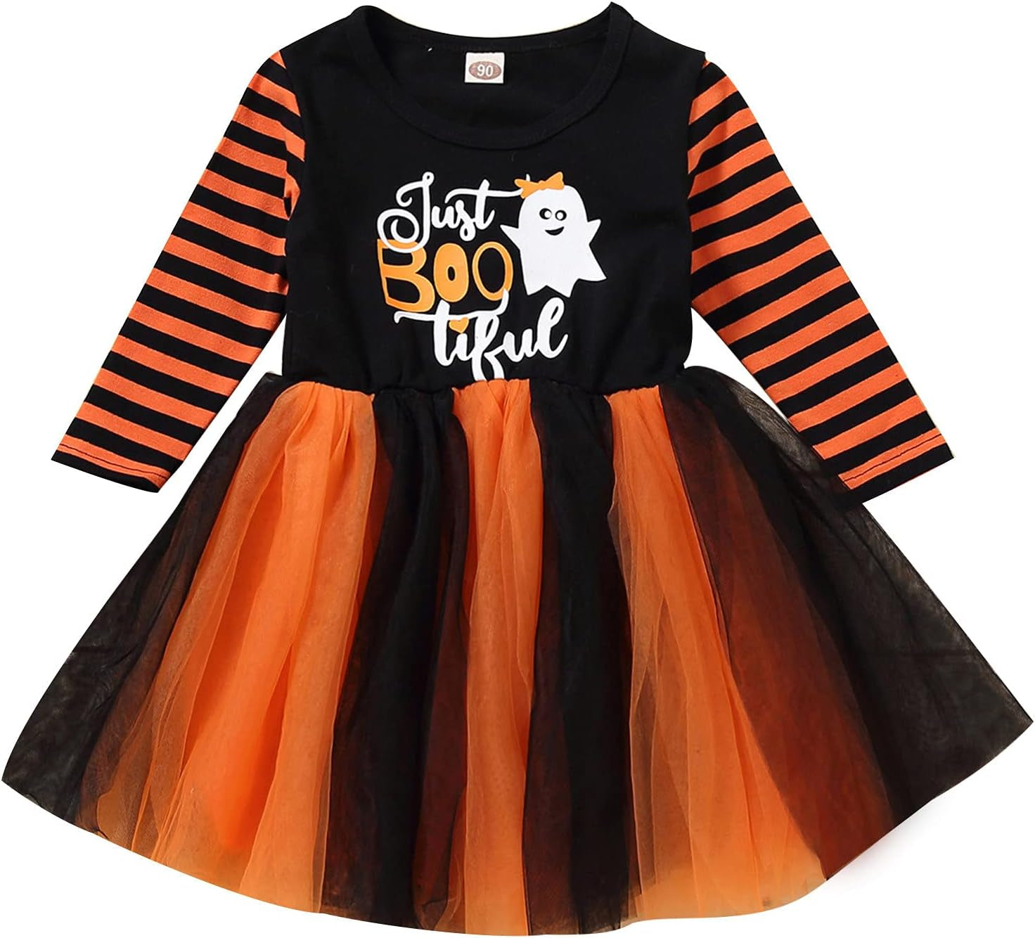 Toddler Baby Kids Girls Halloween Print Patchwork Tulle Princess Dress Clothes,Toddler Girl Fall Dress 18-24M Black